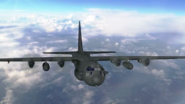 Marines transportflygplan flyga ovanför molnen — Stockvideo