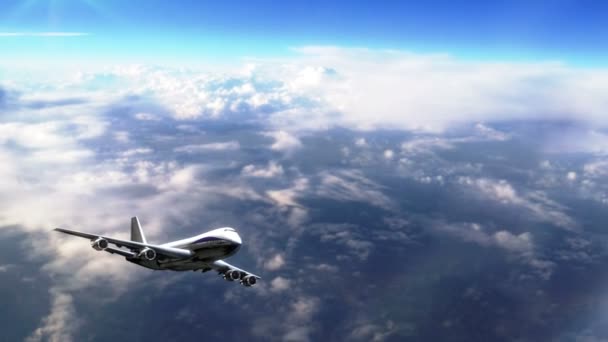 Avion de passagers volant au-dessus des nuages — Video