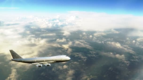 Avion de passagers volant au-dessus des nuages — Video