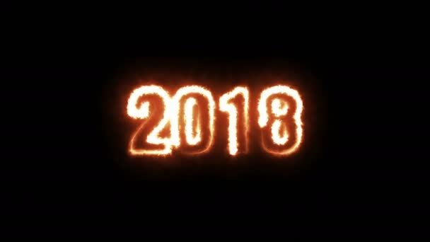 Анимированный Новый 2018 год - Горящий огонь — стоковое видео