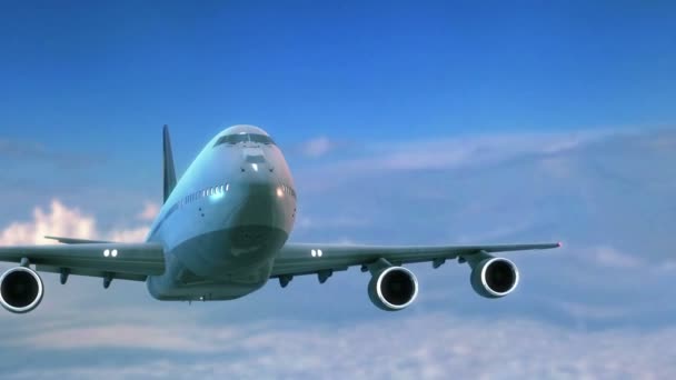 Big jet aircraft flying closeup in the sky — Stock Video