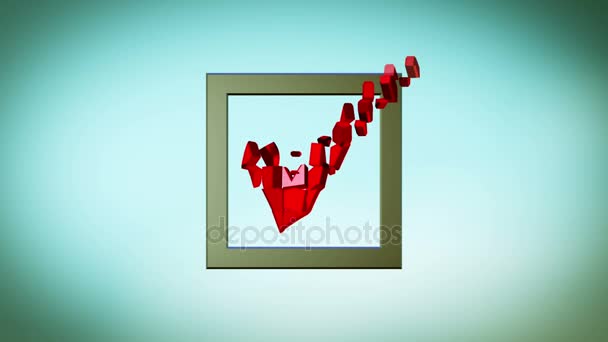 Caixa de seleção com animação abstrata V vermelha — Vídeo de Stock