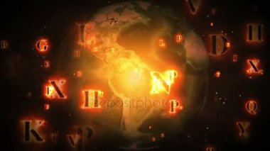 uçan parlak yanan harfler