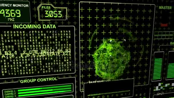 Mot "Avertissement" scintille sur un fond technologique HUD futuriste - gamma verte 