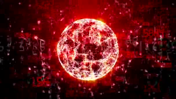 Résumez la sphère du réseau mondial avec des nombres, des lignes et des points en mouvement 