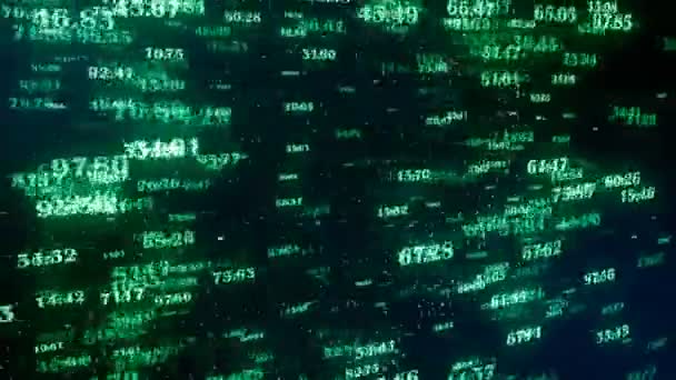 Gegevens en cijfers - gegevens- en numerieke waarden doorgeven via cyberspace. — Stockvideo