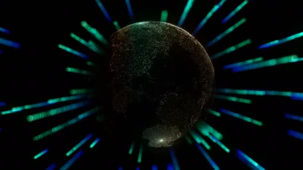 Holograma de la Tierra con campo de energía o información alrededor — Vídeo de stock