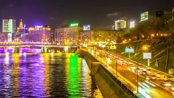 Timelapse nocturne du centre-ville de Moscou — Video