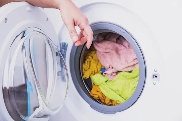 Washing machine in the laundry. Daily routine