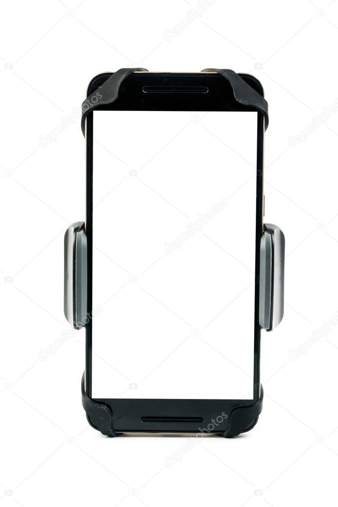 universal phone holder for car motorbike and bike with installed blank screen smartphone