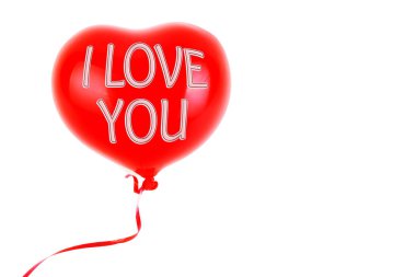 Kırmızı lastik şişme kalp şeklinde balon. Aşk, ilişki, sevgililer günü ve doğum günü kutlaması konsepti. Stüdyo görüntüsü boş kopya alanı olan bulanık bir arkaplan üzerinde