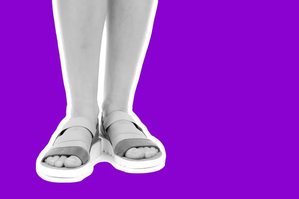 Γυναικεία Παπούτσια Μακριά Λεπτά Γυναικεία Πόδια Δερμάτινα Σανδάλια Μακέτα Μόδας — Φωτογραφία Αρχείου