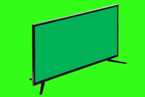 Современный Телевизор Высокой Четкости Плоский Монитор Бледно Зеленым Экраном Изолированным — стоковое фото