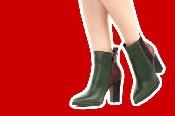 Dames Outfit Schoenen Lange Slanke Vrouwelijke Benen Dragen Hoge Hakken — Stockfoto