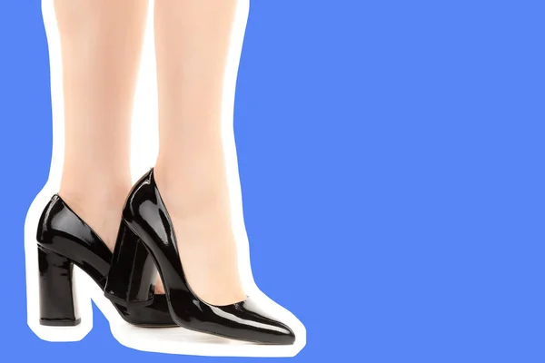 Calzature Donna Gambe Lunghe Sottili Della Femmina Che Indossano Scarpe — Foto Stock