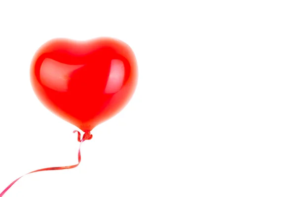 Main Femelle Tient Ballon Gonflable Caoutchouc Rouge Forme Coeur Amour — Photo