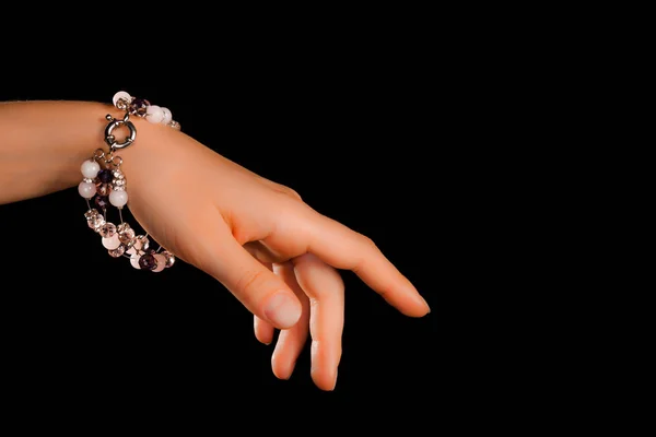 Hermosa Pulsera Gemas Joyería Hecha Mano Elegante Con Cuentas Brillantes —  Fotos de Stock