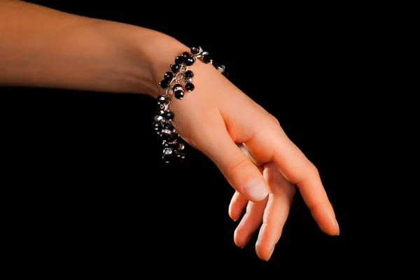 Vackra Handgjorda Smycken Pärla Armband Med Färgglada Glänsande Pärlor Avslappnad — Stockfoto