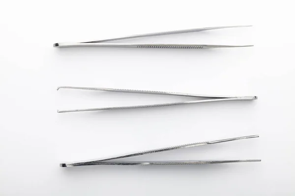 Steel Surgical Tools Laboratory Equipment Isolated White Background Professional Clinic — 스톡 사진