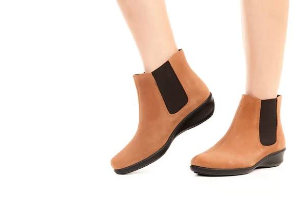 Пані Взуття Довгі Тонкі Жіночі Ноги Взутті Низькою Шкірою Макет — стокове фото
