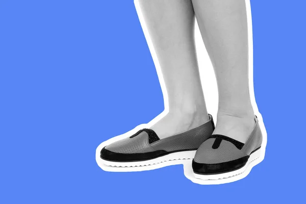 Calzado Mujer Largas Piernas Delgadas Femeninas Que Usan Zapatos Cuero — Foto de Stock