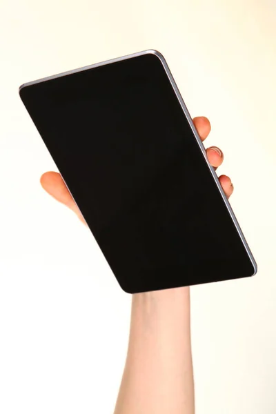 Human Hand Holds Modern Smartphone Blank Chromakey Screen Palm Technology — 스톡 사진