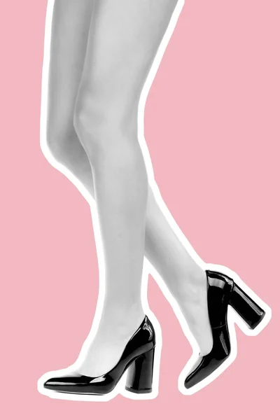 Calzado Mujer Largas Piernas Delgadas Mujer Usan Zapatos Tacón Alto — Foto de Stock