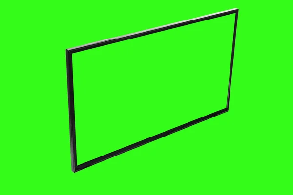 Modern High Definition Lcd Flat Monitor Blank Green Screen Isolated — Stock Photo, Image