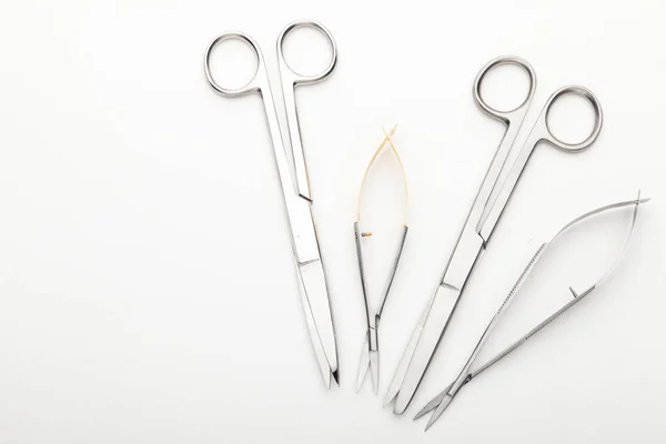 Steel Surgical Tools Laboratory Equipment Isolated White Background Professional Clinic — 스톡 사진