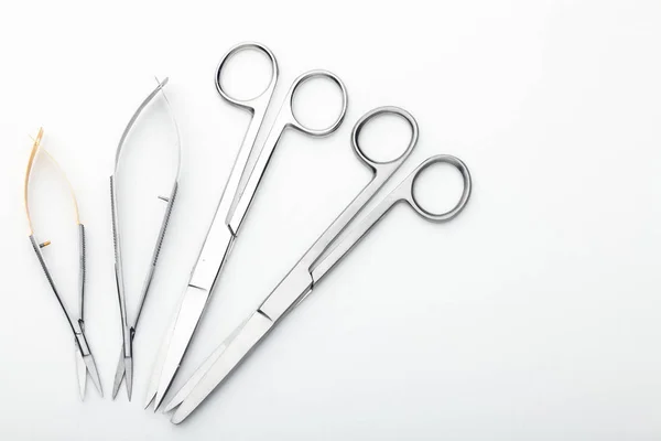 Steel Surgical Tools Laboratory Equipment Isolated White Background Professional Clinic — 스톡 사진