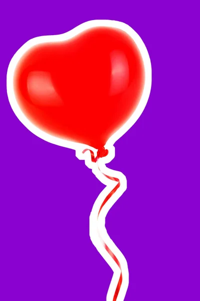 Rode Rubberen Opblaasbare Hartvormige Ballon Liefde Relatie Valentijnsdag Verjaardagsfeest Concept — Stockfoto