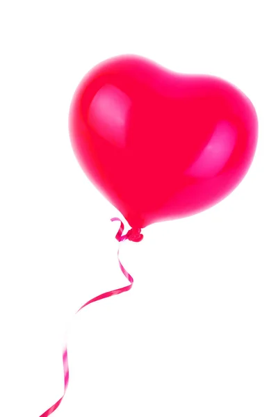 Main Femelle Tient Ballon Gonflable Caoutchouc Rouge Forme Coeur Amour — Photo