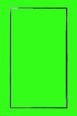 Modern yüksek çözünürlüklü televizyon. Lcd düz ekran, boş yeşil ekran, soyut bulanık krom anahtar arkaplan izole. Teknoloji ve 4K televizyon reklam konsepti. Ayrıntılı stüdyo kapanışı