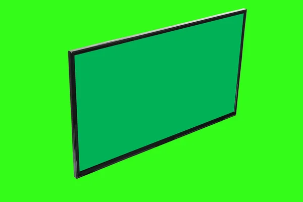 Modern High Definition Lcd Flat Monitor Blank Green Screen Isolated — Stock Photo, Image