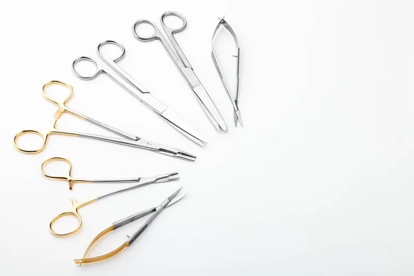 Steel Surgical Tools Laboratory Equipment Isolated White Background Professional Clinic — 스톡 사진