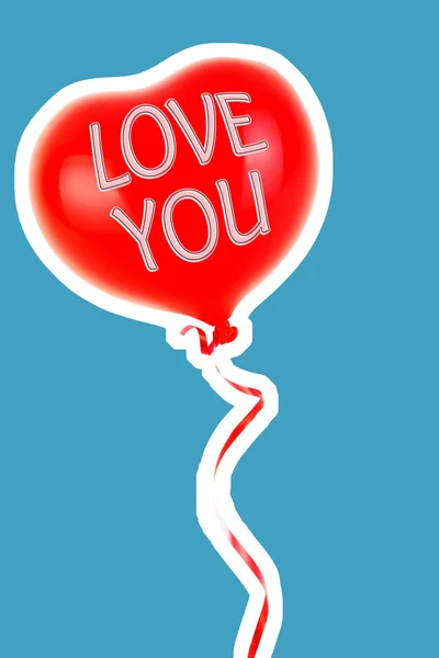 Ballon Gonflable Caoutchouc Rouge Forme Coeur Amour Relation Saint Valentin — Photo