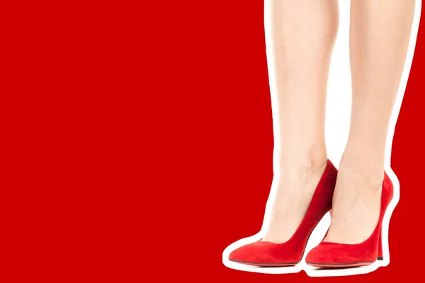 Calçado Roupa Senhora Pernas Femininas Magras Compridas Usam Sapatos Salto — Fotografia de Stock