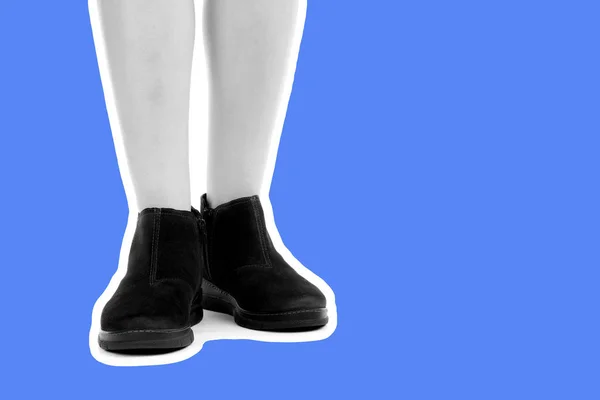 Calçado Roupa Senhora Pernas Femininas Magras Longas Usam Sapatos Couro — Fotografia de Stock