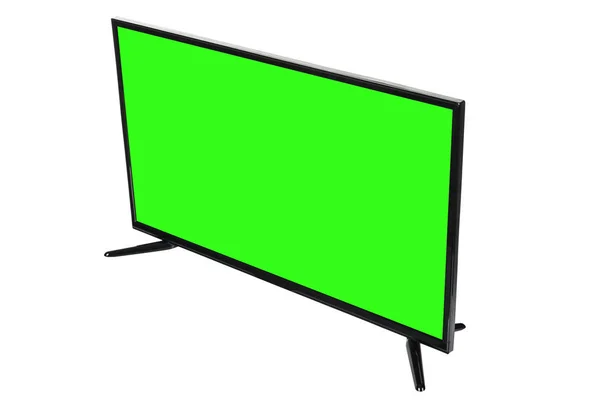 Moderní Televize Vysokým Rozlišením Lcd Plochý Monitor Prázdnou Zelenou Chromakey — Stock fotografie