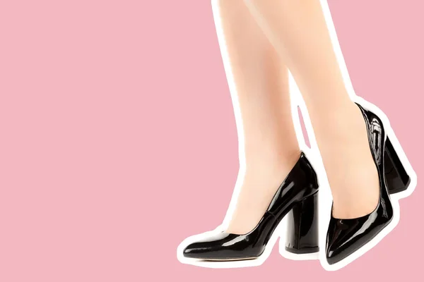 Женская Обувь Одежды Длинные Тонкие Женские Ноги Носят Туфли Высоких — стоковое фото