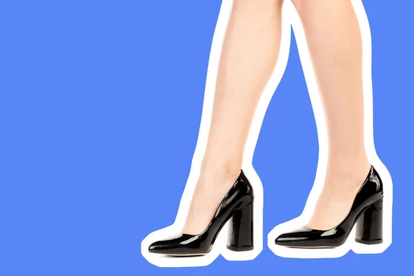 Ladies Outfit Footwear Long Slim Female Legs Wearing High Heels — 스톡 사진