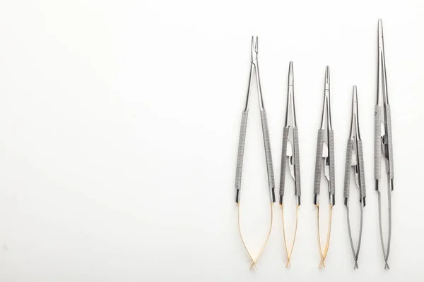 Steel Surgical Tools Laboratory Equipment Isolated White Background Professional Clinic — 스톡 사진