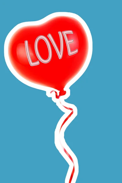 Красный Резиновый Надувной Шарик Форме Сердца Любовь Отношения День Святого — стоковое фото