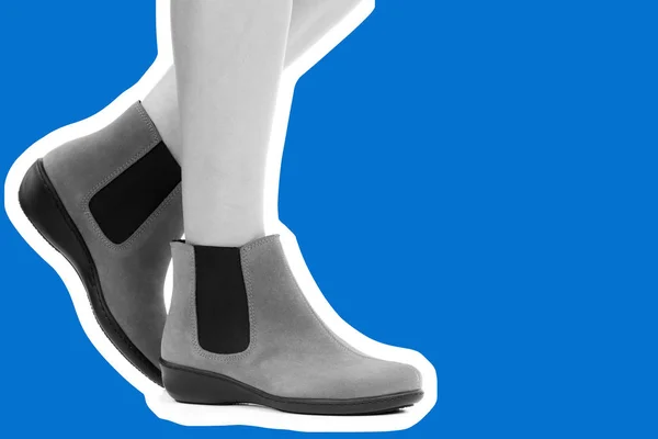 Dames Outfit Schoenen Lange Slanke Vrouwelijke Benen Met Lage Leren — Stockfoto