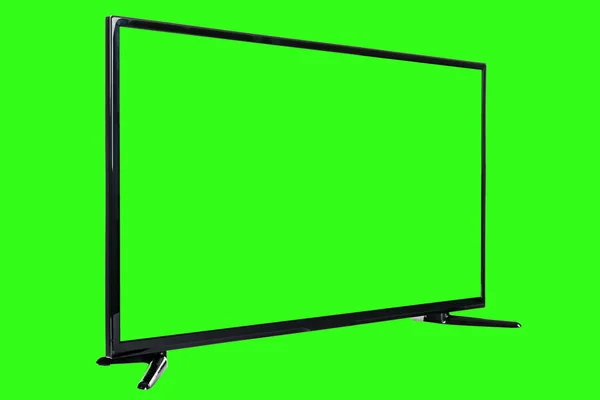 Modernes High Definition Fernsehen Lcd Flachbildschirm Mit Leerem Chromakey Bildschirm — Stockfoto