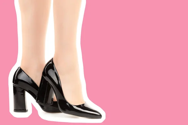 Damenschuhe Lange Schlanke Frauenbeine High Heels Mode Attrappe Mit Kopierraum — Stockfoto