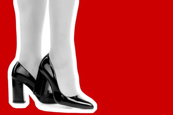 Dames Outfit Schoenen Lange Slanke Vrouwelijke Benen Met Hoge Hakken — Stockfoto