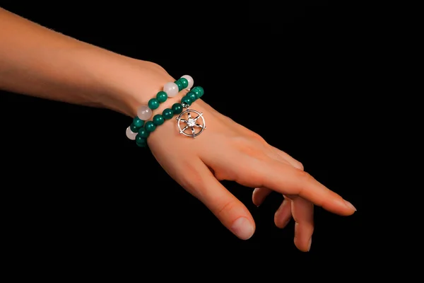 Beautiful Elegant Handmade Jewellery Gem Bracelet Colorful Shiny Beads Relaxed — 스톡 사진