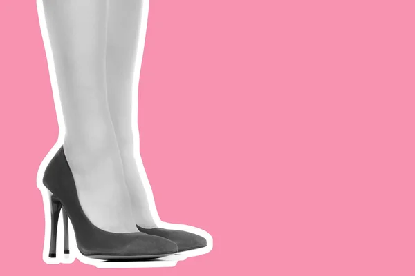 Calzature Donna Gambe Lunghe Sottili Della Femmina Indossano Scarpe Con — Foto Stock