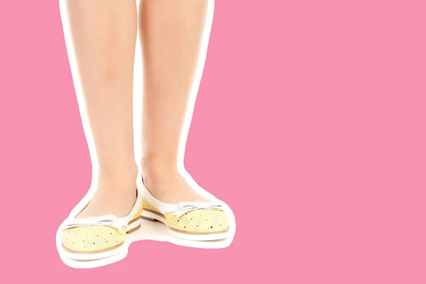 Damskie Obuwie Długie Szczupłe Kobiece Nogi Niskich Skórzanych Butach Moda — Zdjęcie stockowe